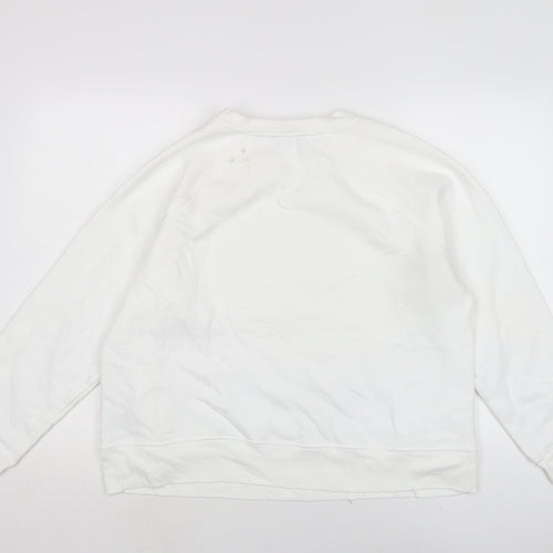 goodmove Womens White Cotton Pullover Sweatshirt Size 12