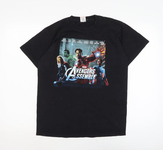 Avengers Mens Black Cotton T-Shirt Size M Crew Neck