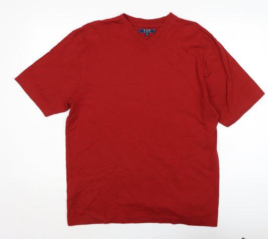 Matalan Mens Red Cotton T-Shirt Size M V-Neck