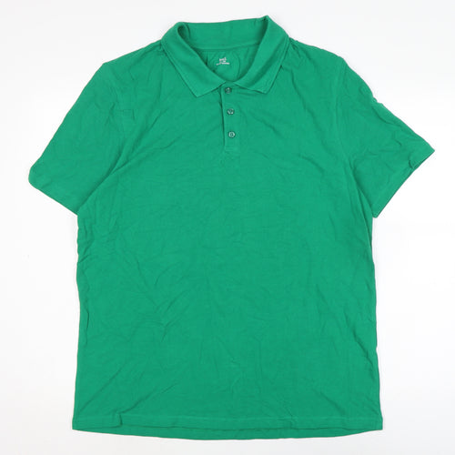 Marks and Spencer Mens Green Cotton T-Shirt Size M Collared