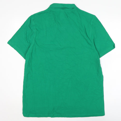 Marks and Spencer Mens Green Cotton T-Shirt Size M Collared