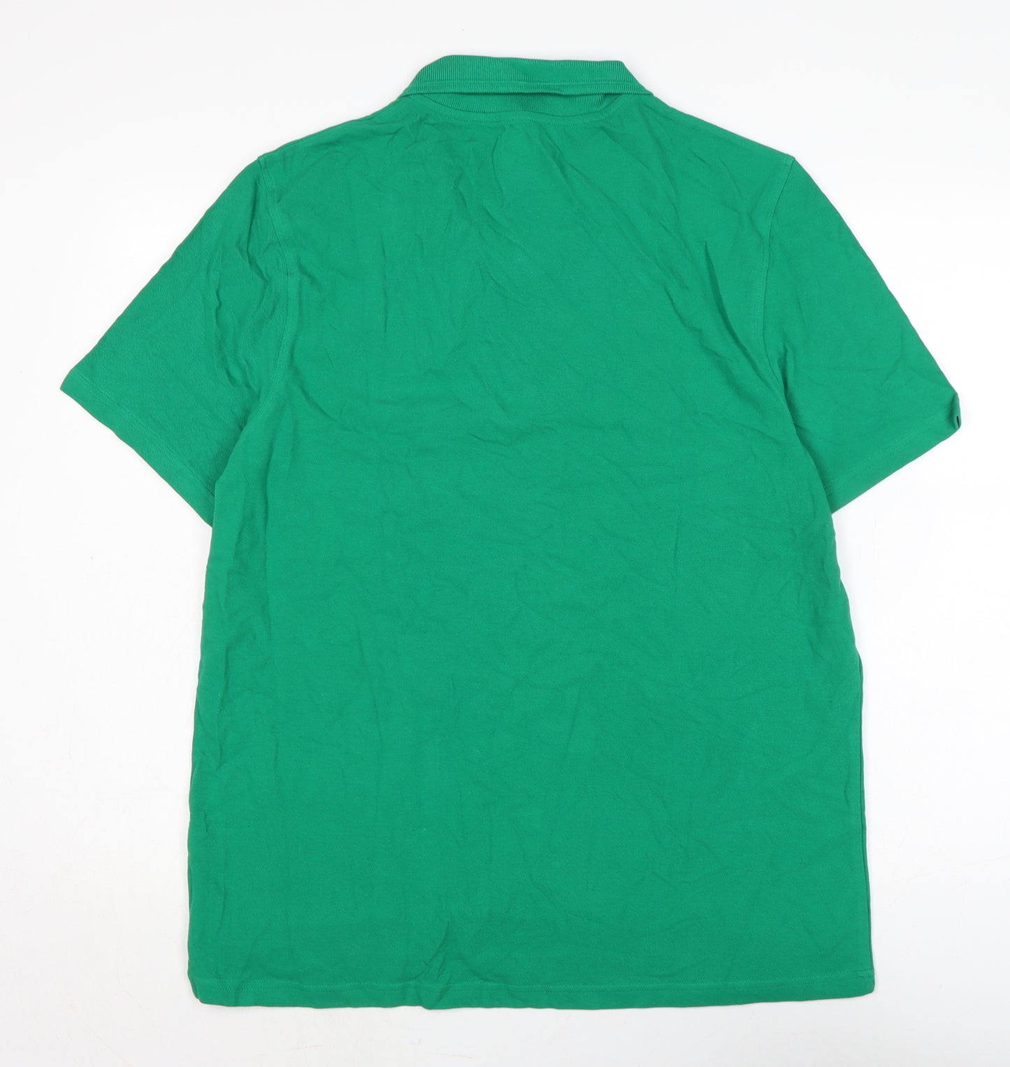 Marks and Spencer Mens Green Cotton T-Shirt Size M Collared