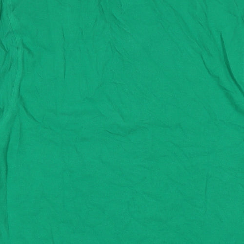 Marks and Spencer Mens Green Cotton T-Shirt Size M Collared