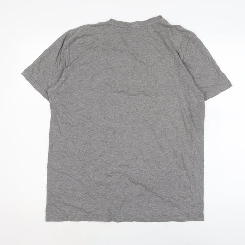 Rapuni Mens Grey Cotton T-Shirt Size L Crew Neck