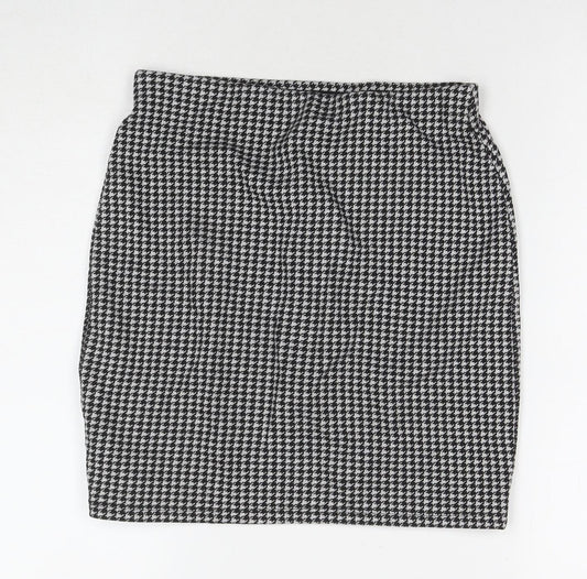 New Look Womens Black Herringbone Polyester Mini Skirt Size 10