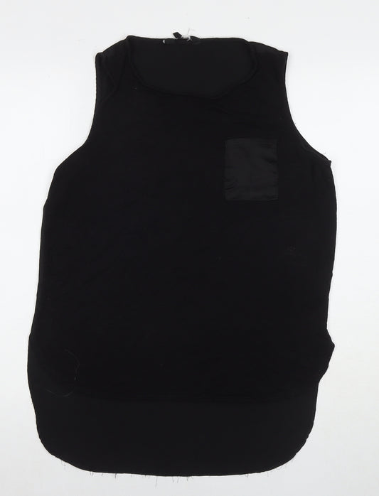 New Look Womens Black Polyester Basic Tank Size 12 Round Neck