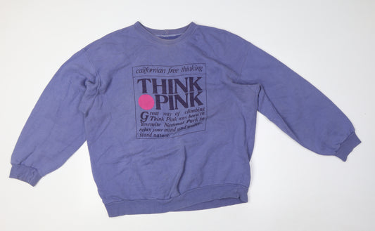 Think Pink Womens Blue Polyester Pullover Sweatshirt Size M