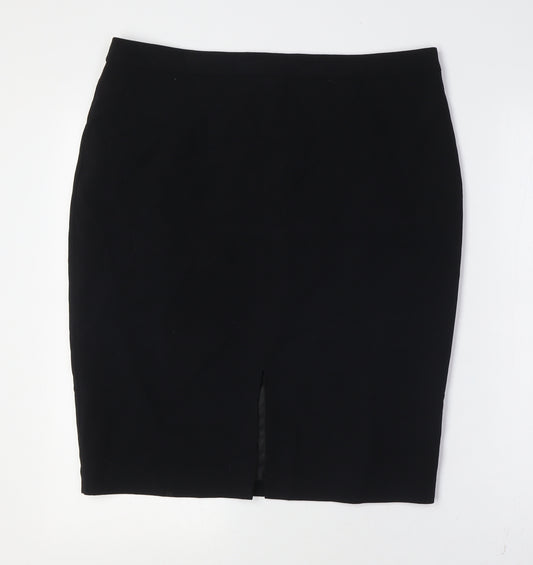 Oasis Womens Black Polyester Straight & Pencil Skirt Size 14 Zip