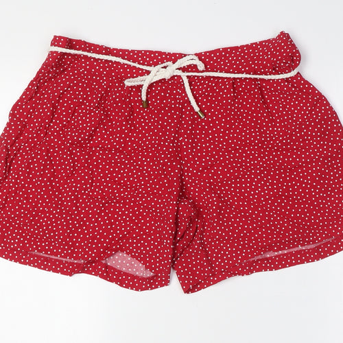 Marks and Spencer Womens Red Polka Dot Viscose Basic Shorts Size 14 L6 in Regular