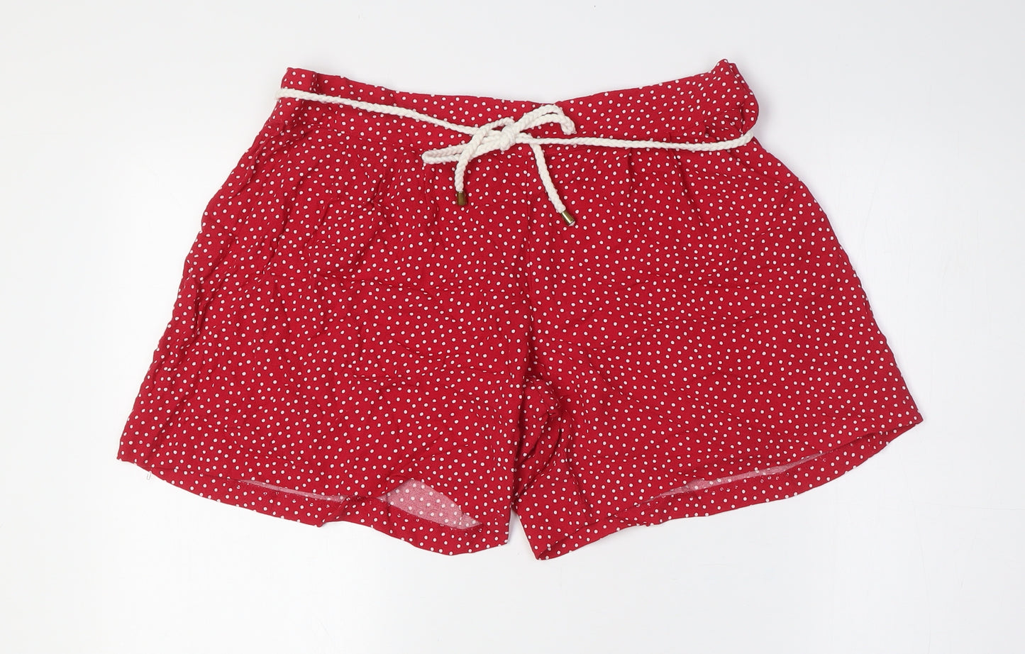 Marks and Spencer Womens Red Polka Dot Viscose Basic Shorts Size 14 L6 in Regular