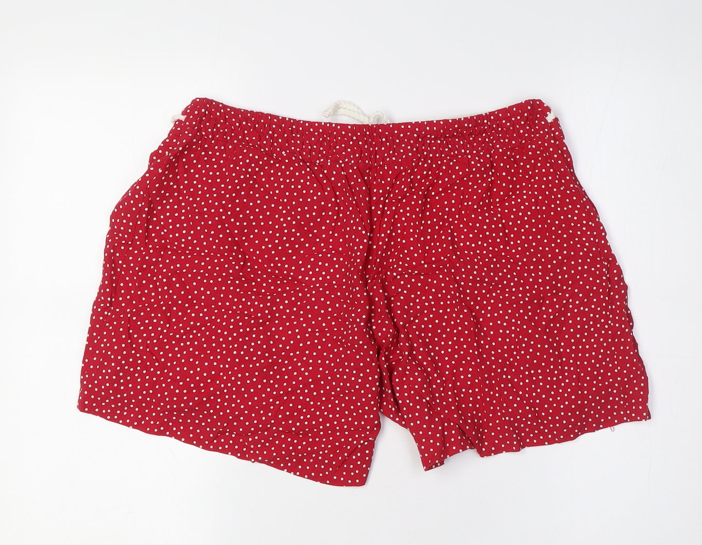 Marks and Spencer Womens Red Polka Dot Viscose Basic Shorts Size 14 L6 in Regular