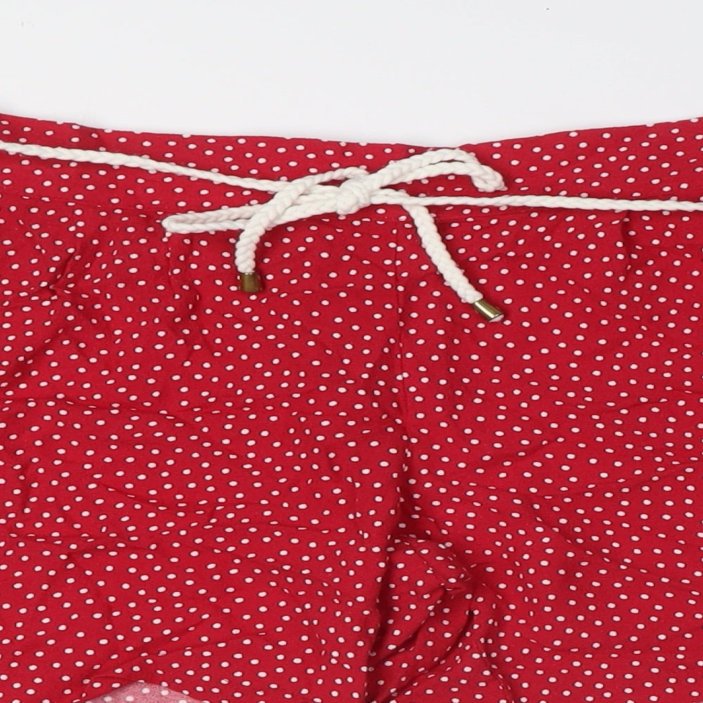 Marks and Spencer Womens Red Polka Dot Viscose Basic Shorts Size 14 L6 in Regular