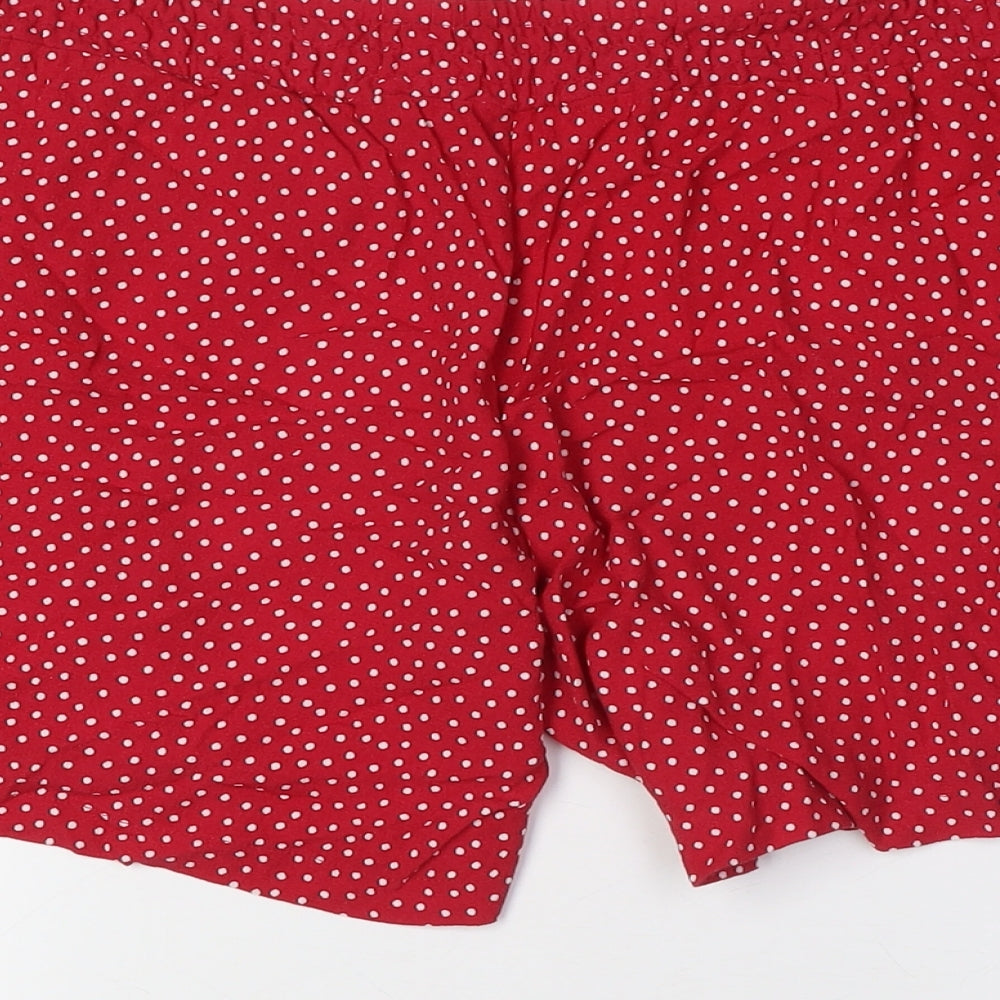 Marks and Spencer Womens Red Polka Dot Viscose Basic Shorts Size 14 L6 in Regular