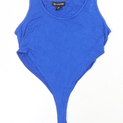 PRETTYLITTLETHING Womens Blue Viscose Bodysuit One-Piece Size 8