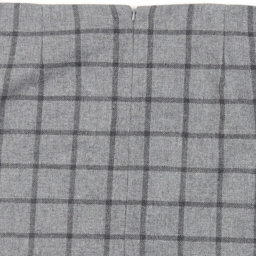 Hobbs Womens Grey Plaid Wool Mini Skirt Size 16 Zip