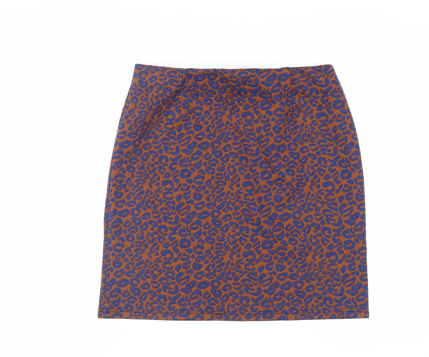 Marks and Spencer Womens Brown Animal Print Polyester A-Line Skirt Size 14 - Elasticated Waist