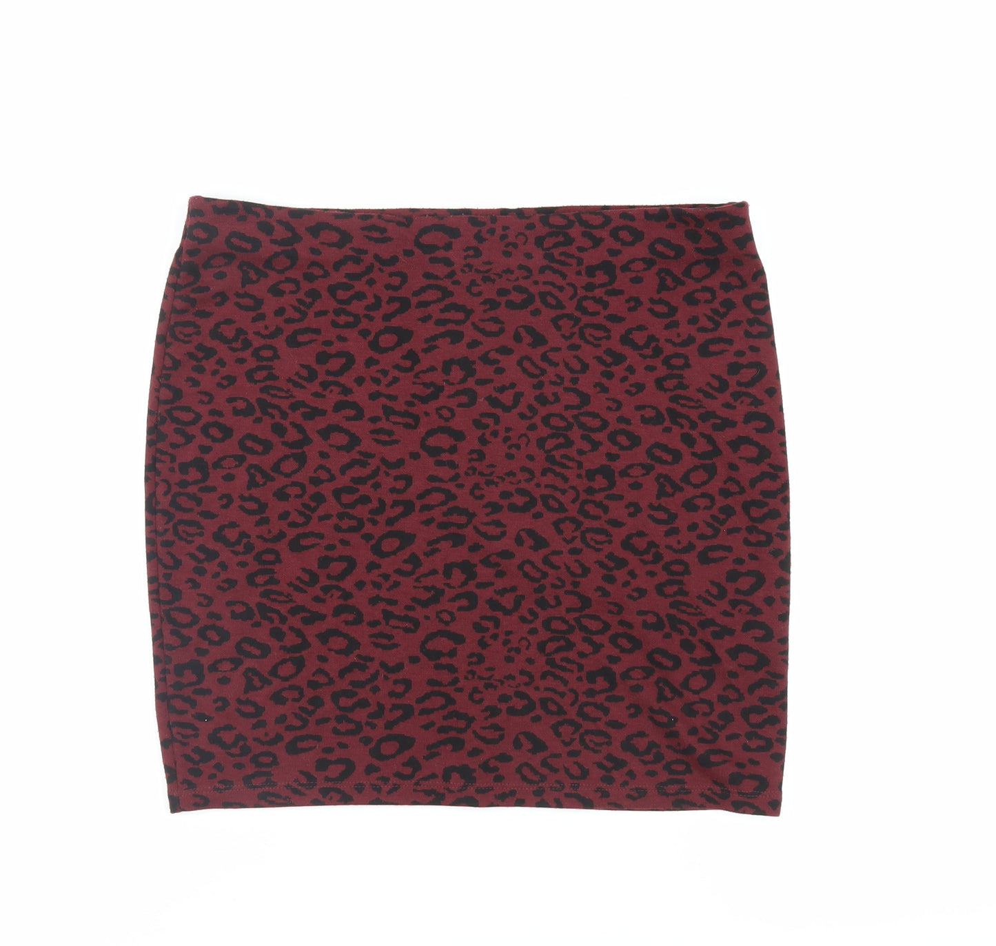 New Look Womens Red Animal Print Polyester Mini Skirt Size 14 - Elasticated Waist