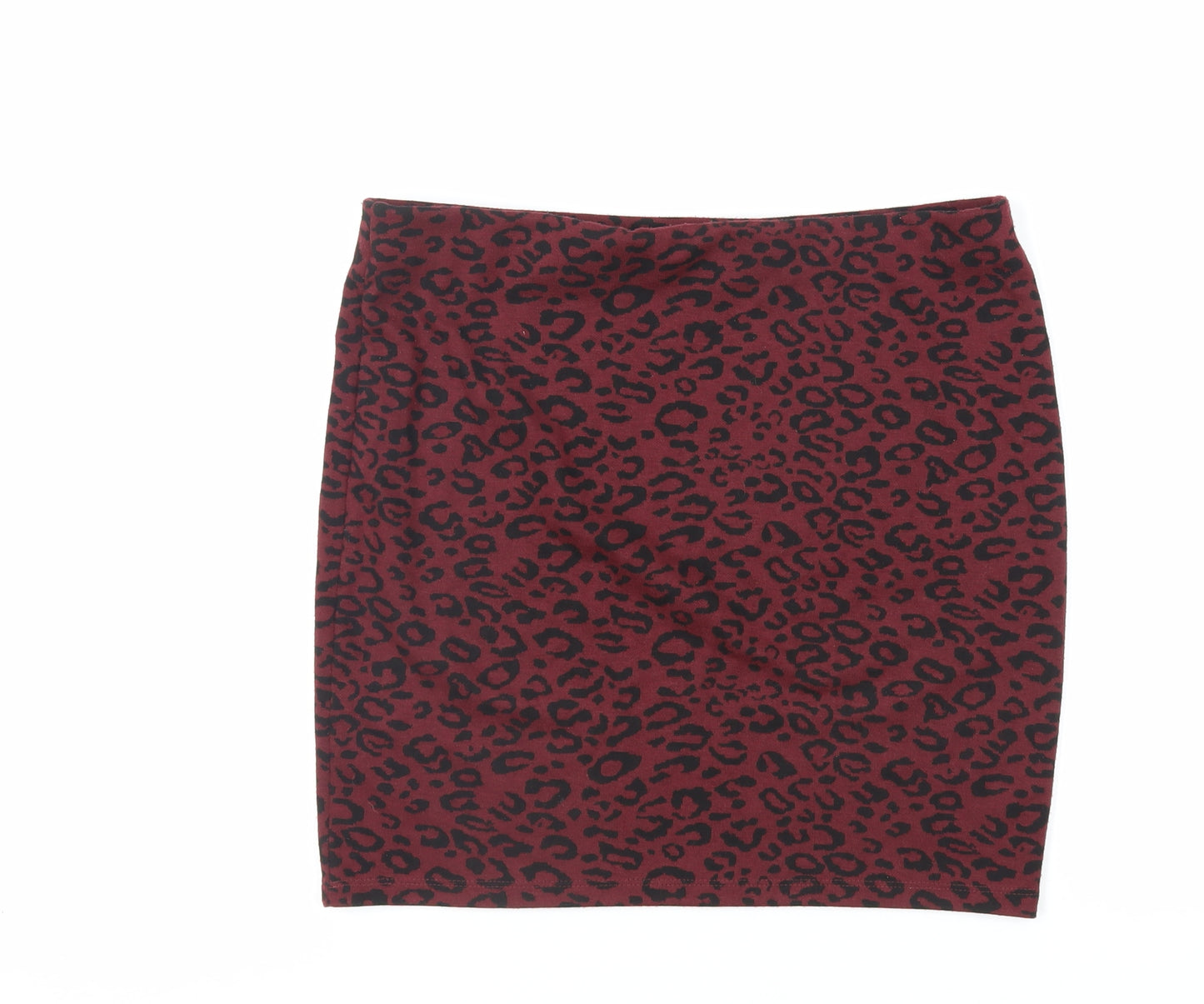 New Look Womens Red Animal Print Polyester Mini Skirt Size 14 - Elasticated Waist