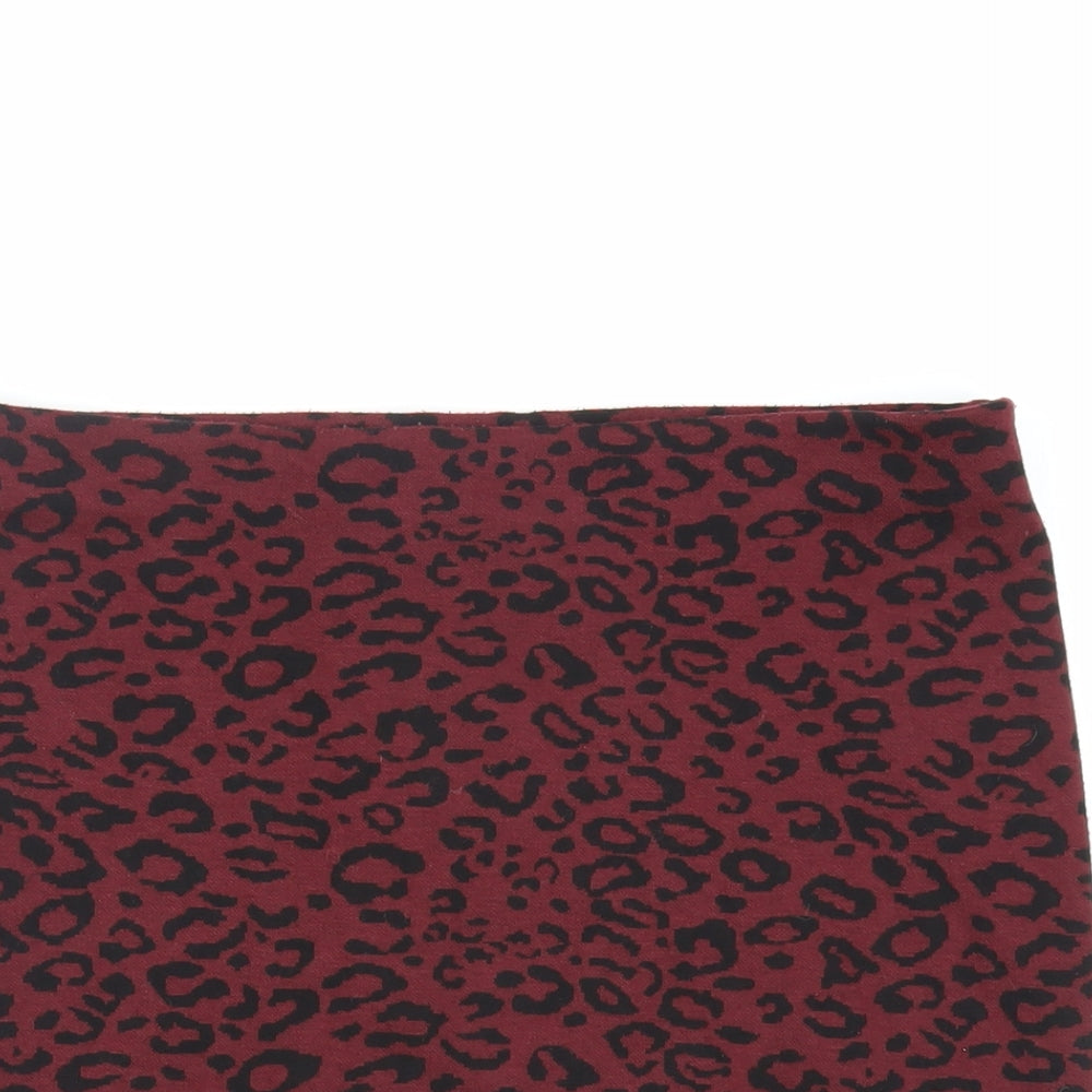 New Look Womens Red Animal Print Polyester Mini Skirt Size 14 - Elasticated Waist