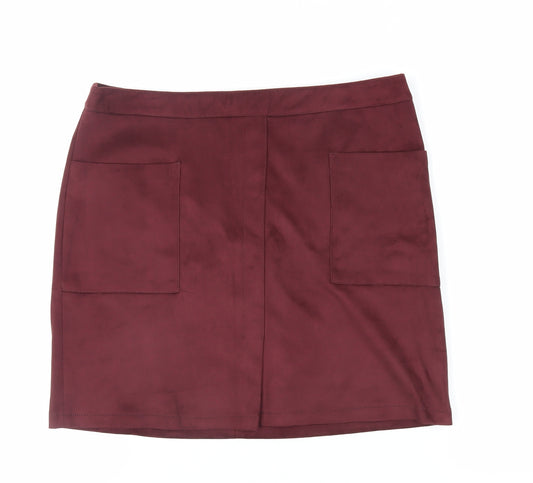 Dorothy Perkins Womens Purple Polyester Mini Skirt Size 14 Zip - Pockets