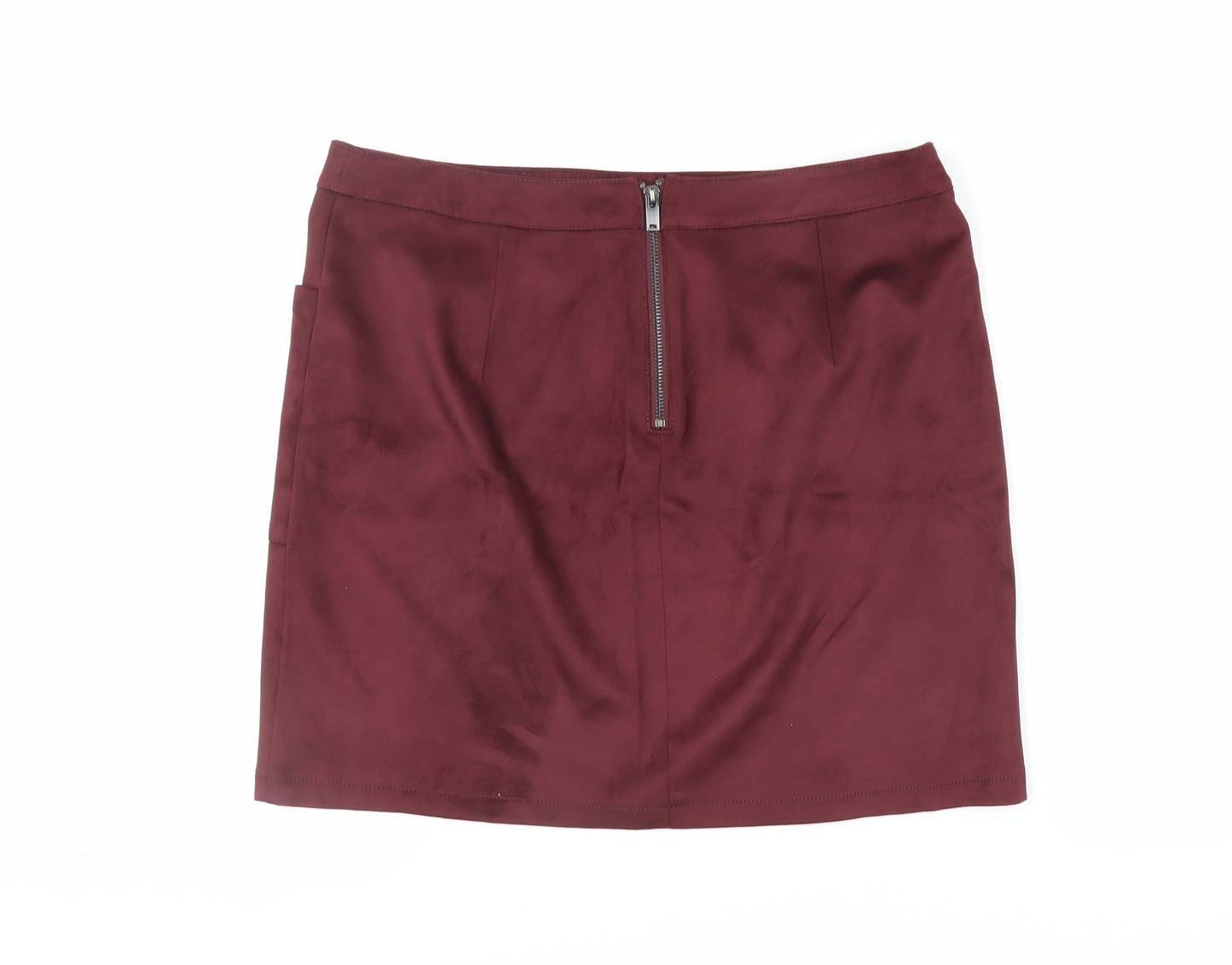 Dorothy Perkins Womens Purple Polyester Mini Skirt Size 14 Zip - Pockets