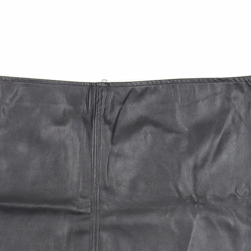 Select Womens Black Polyester Mini Skirt Size 14 Zip - Faux Leather