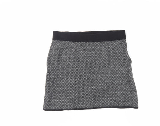 Kenar Womens Grey Geometric Acrylic Mini Skirt Size L - Elasticated Waist