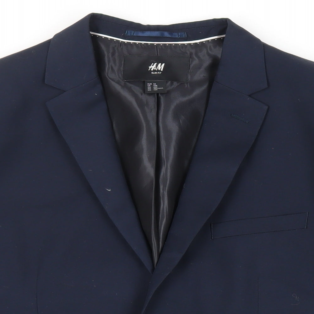 H&M Mens Blue Polyester Jacket Suit Jacket Size 42 Regular