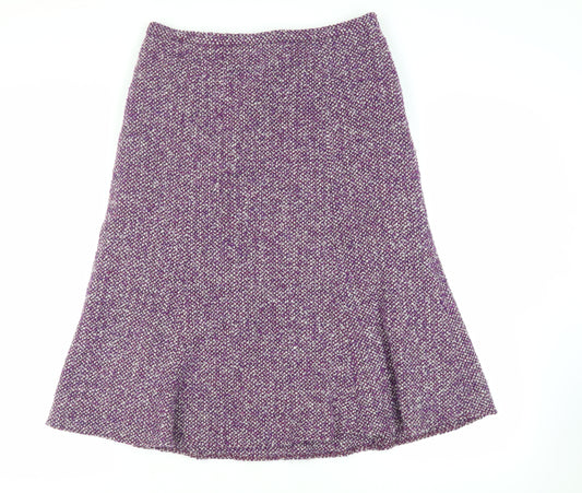 Eastex Womens Purple Acrylic Flare Skirt Size 14 Zip - Lined