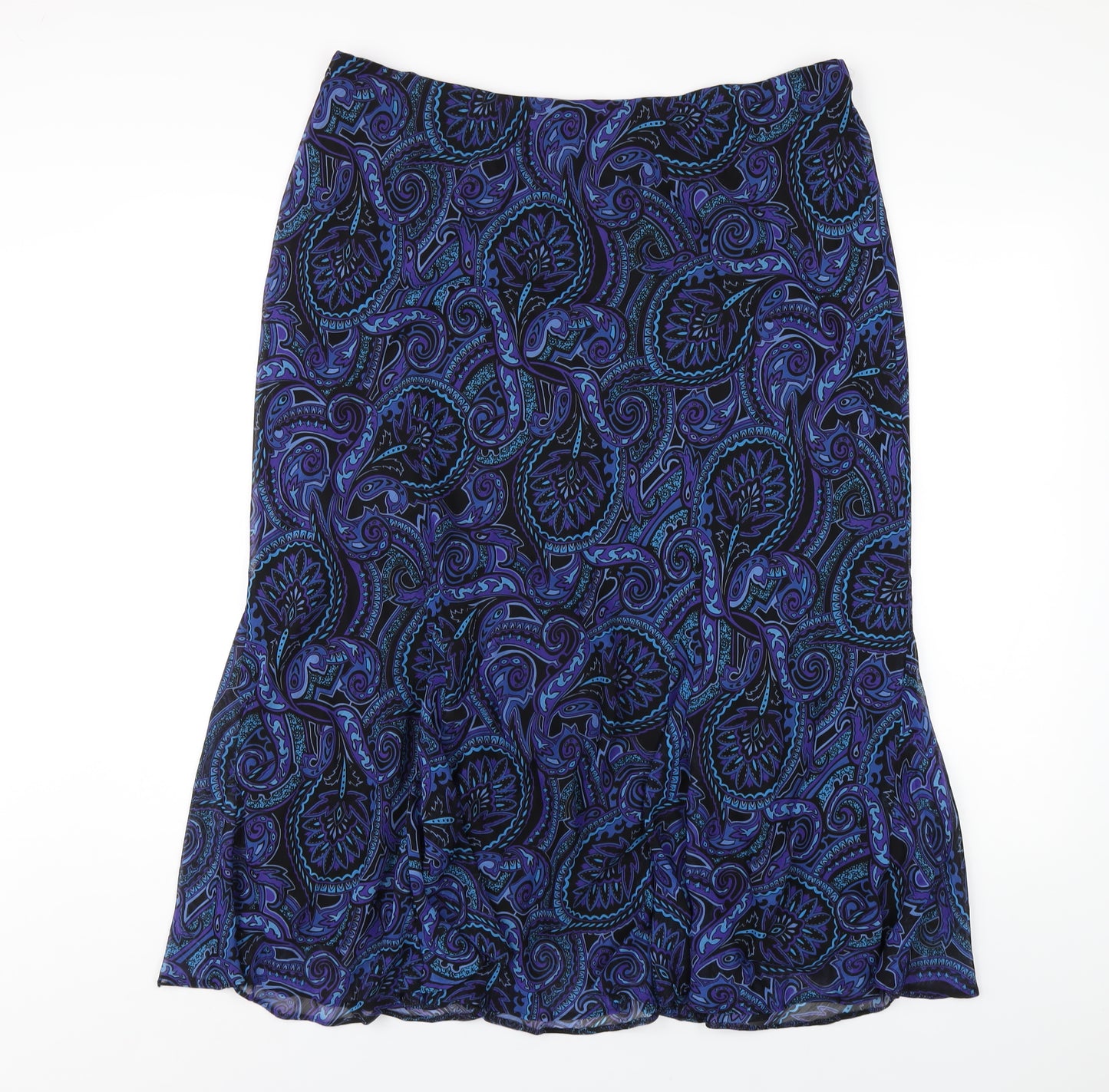 Heather Valley Womens Blue Geometric Polyester A-Line Skirt Size 18