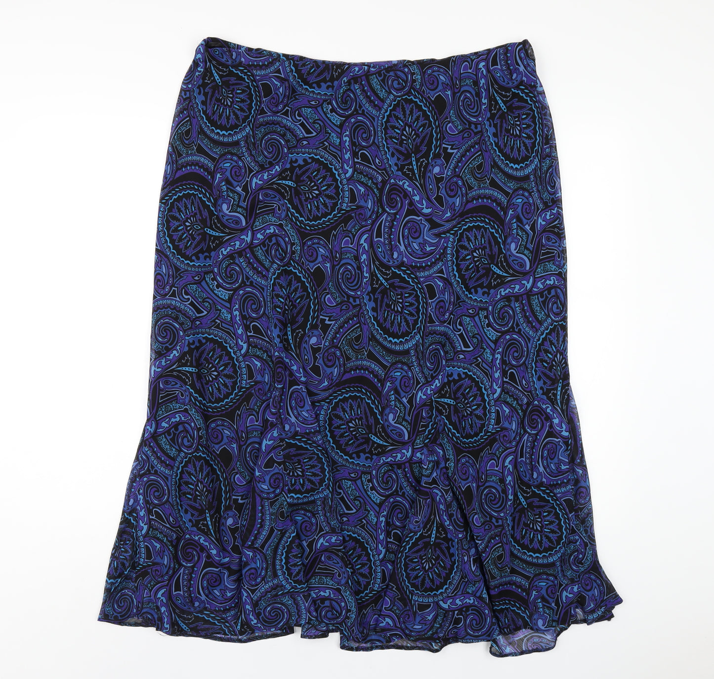 Heather Valley Womens Blue Geometric Polyester A-Line Skirt Size 18