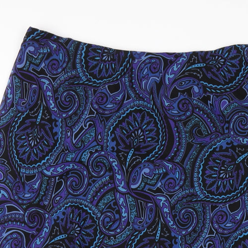 Heather Valley Womens Blue Geometric Polyester A-Line Skirt Size 18