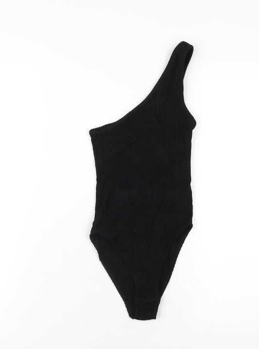 Topshop Womens Black Viscose Bodysuit One-Piece Size 6 Snap