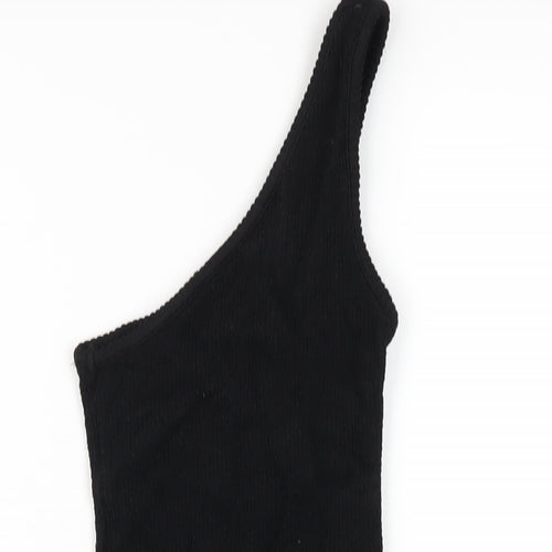 Topshop Womens Black Viscose Bodysuit One-Piece Size 6 Snap