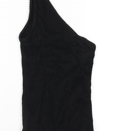 Topshop Womens Black Viscose Bodysuit One-Piece Size 6 Snap