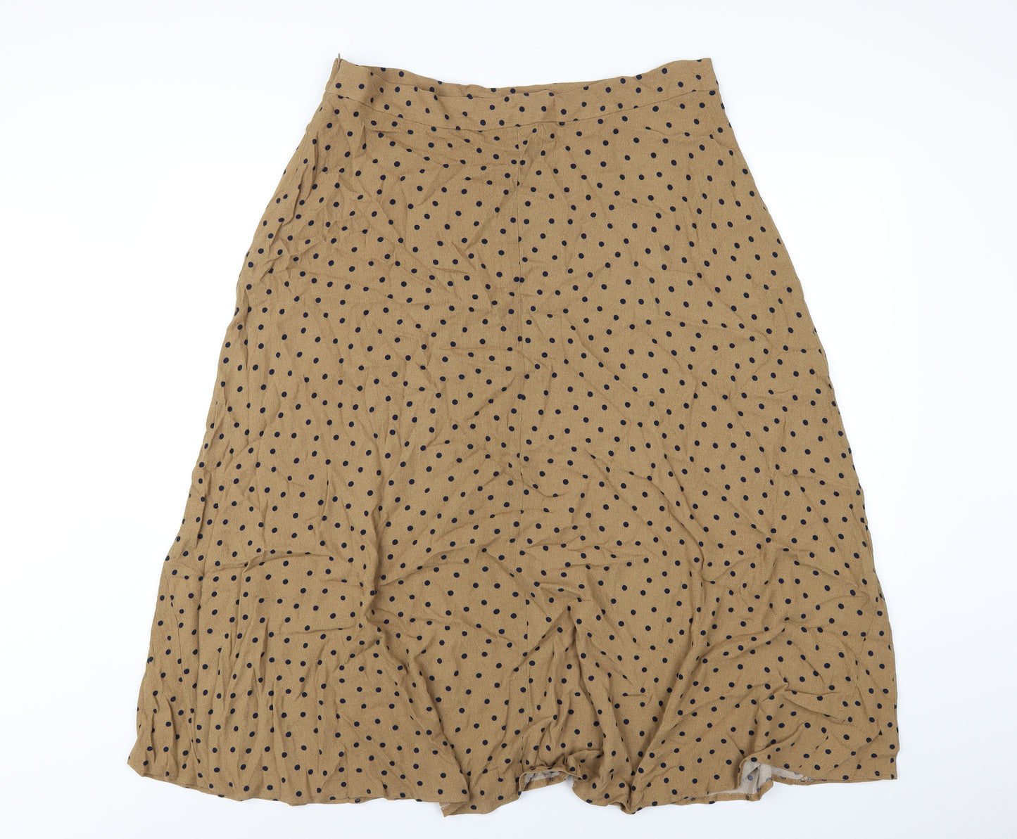 Marks and Spencer Womens Brown Polka Dot Viscose A-Line Skirt Size 18 Zip