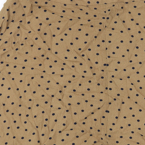 Marks and Spencer Womens Brown Polka Dot Viscose A-Line Skirt Size 18 Zip