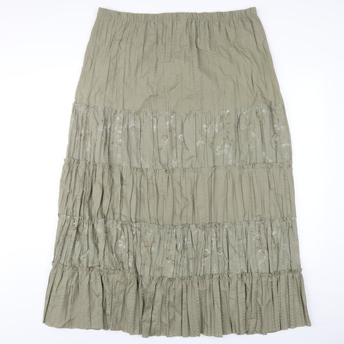 Yours Womens Green Cotton A-Line Skirt Size 18