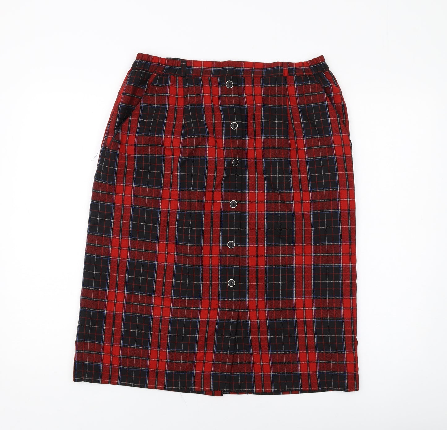 Design Essentials Womens Red Plaid Polyester A-Line Skirt Size 18