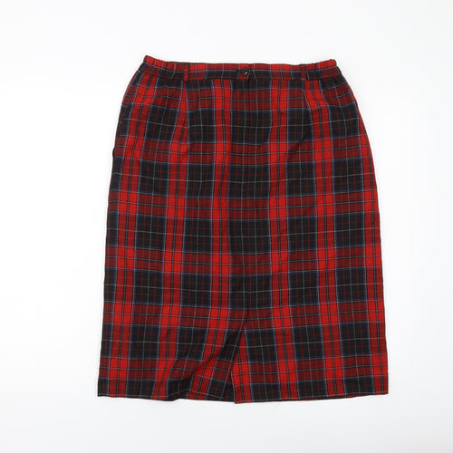 Design Essentials Womens Red Plaid Polyester A-Line Skirt Size 18