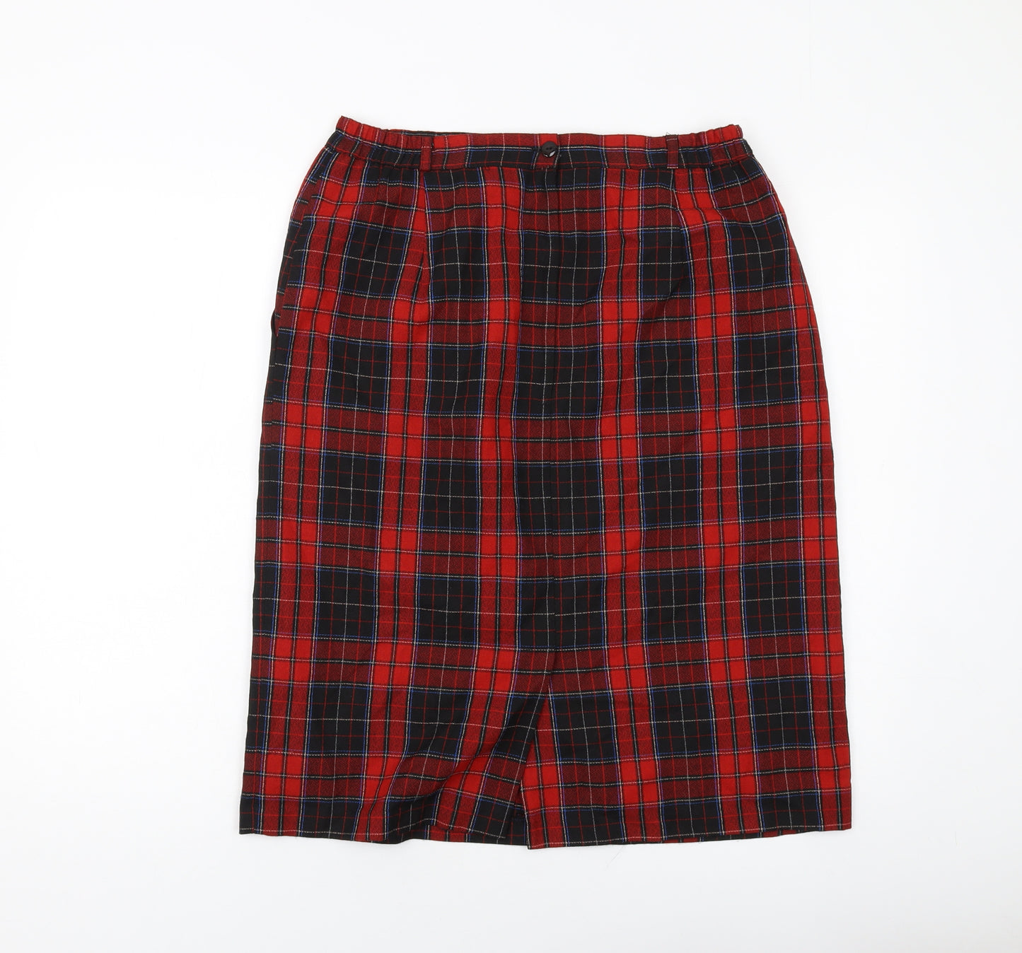 Design Essentials Womens Red Plaid Polyester A-Line Skirt Size 18