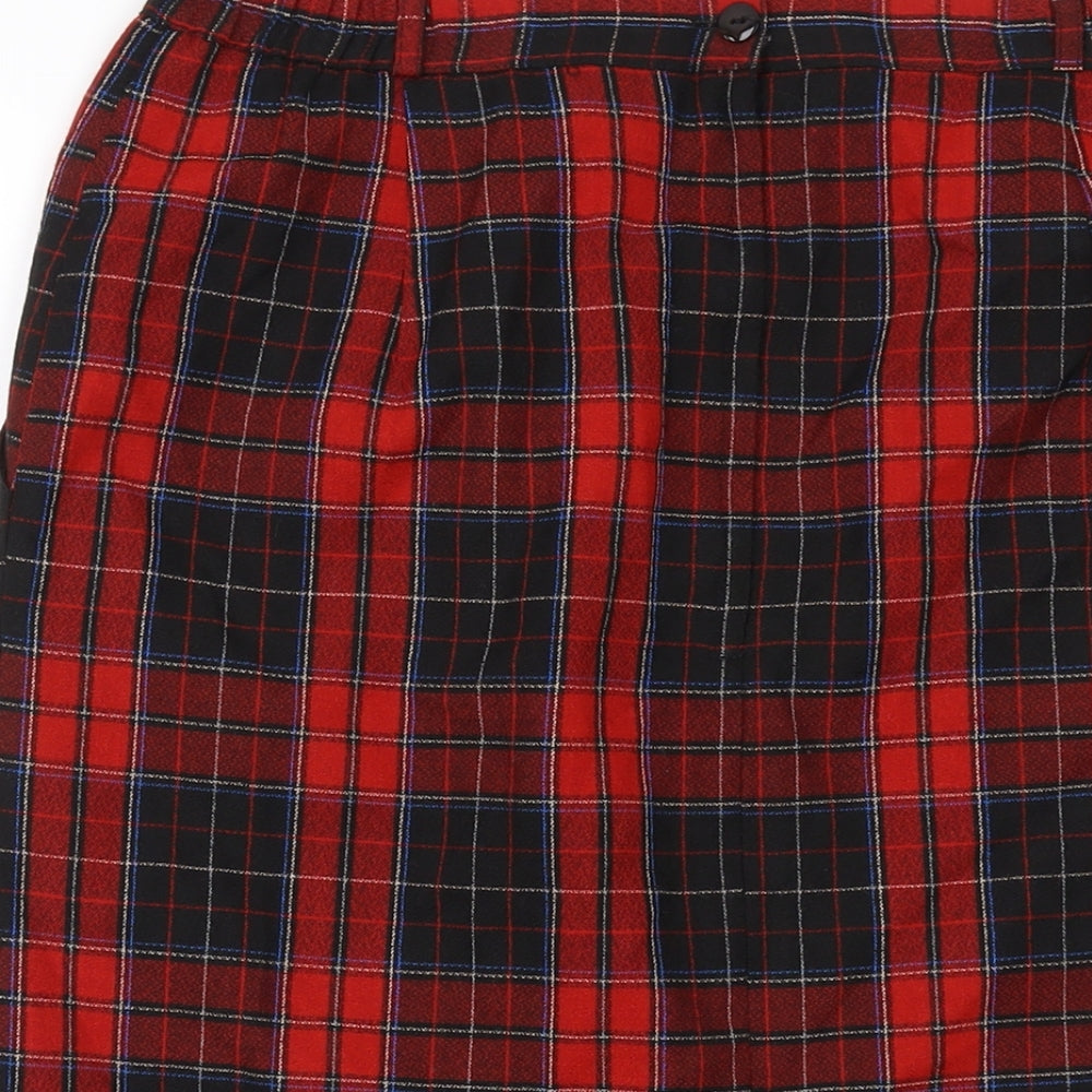 Design Essentials Womens Red Plaid Polyester A-Line Skirt Size 18