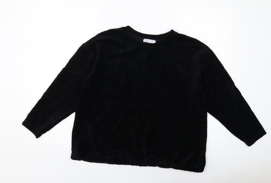 Per Una Womens Black Cotton Basic Blouse Size 12 Round Neck