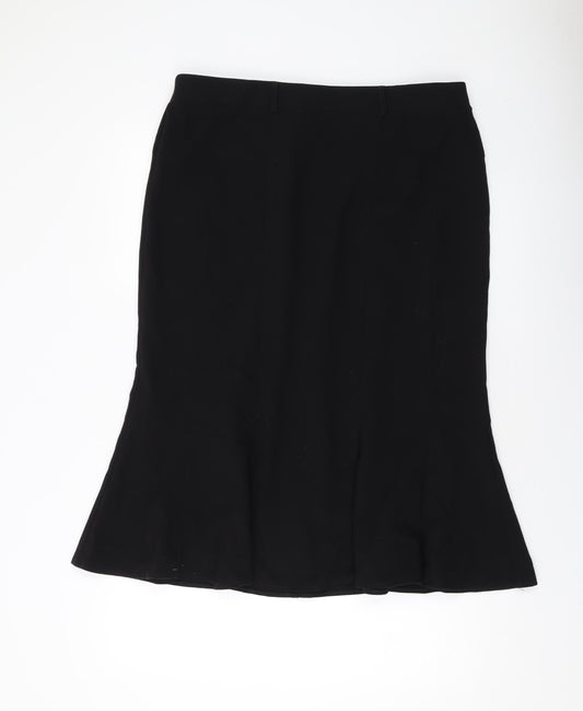 Marks and Spencer Womens Black Polyester Skater Skirt Size 16 Zip