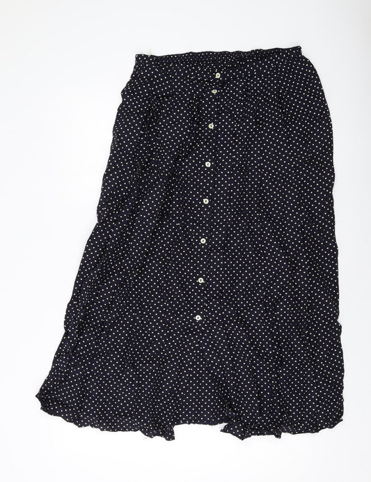 Marks and Spencer Womens Blue Polka Dot Viscose A-Line Skirt Size 16