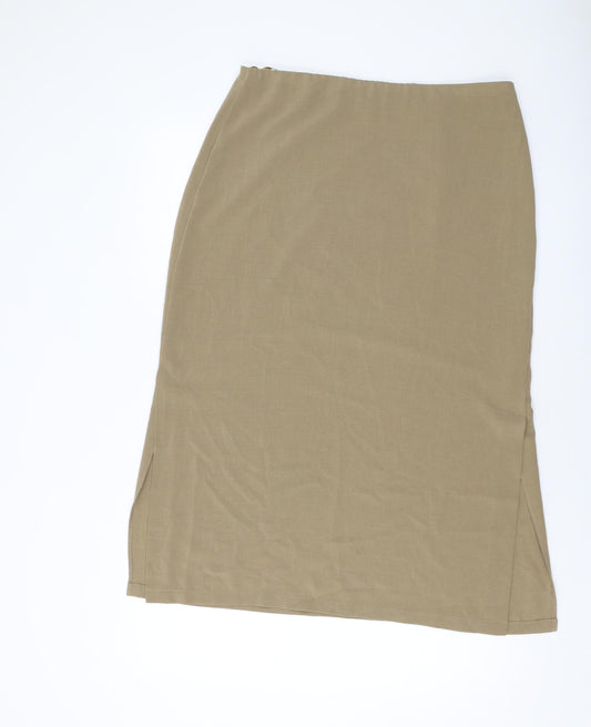 Marks and Spencer Womens Beige Polyester Straight & Pencil Skirt Size 16 Zip