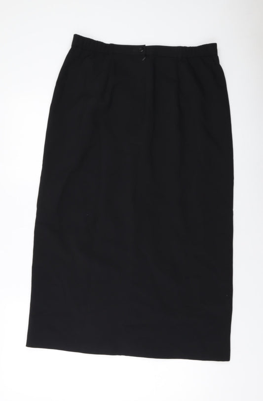 Marks and Spencer Womens Black Polyester A-Line Skirt Size 16 Zip