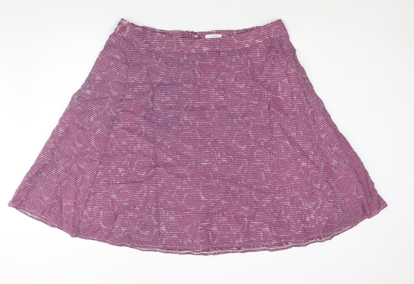 Classic Womens Purple Geometric Viscose A-Line Skirt Size 22 Zip