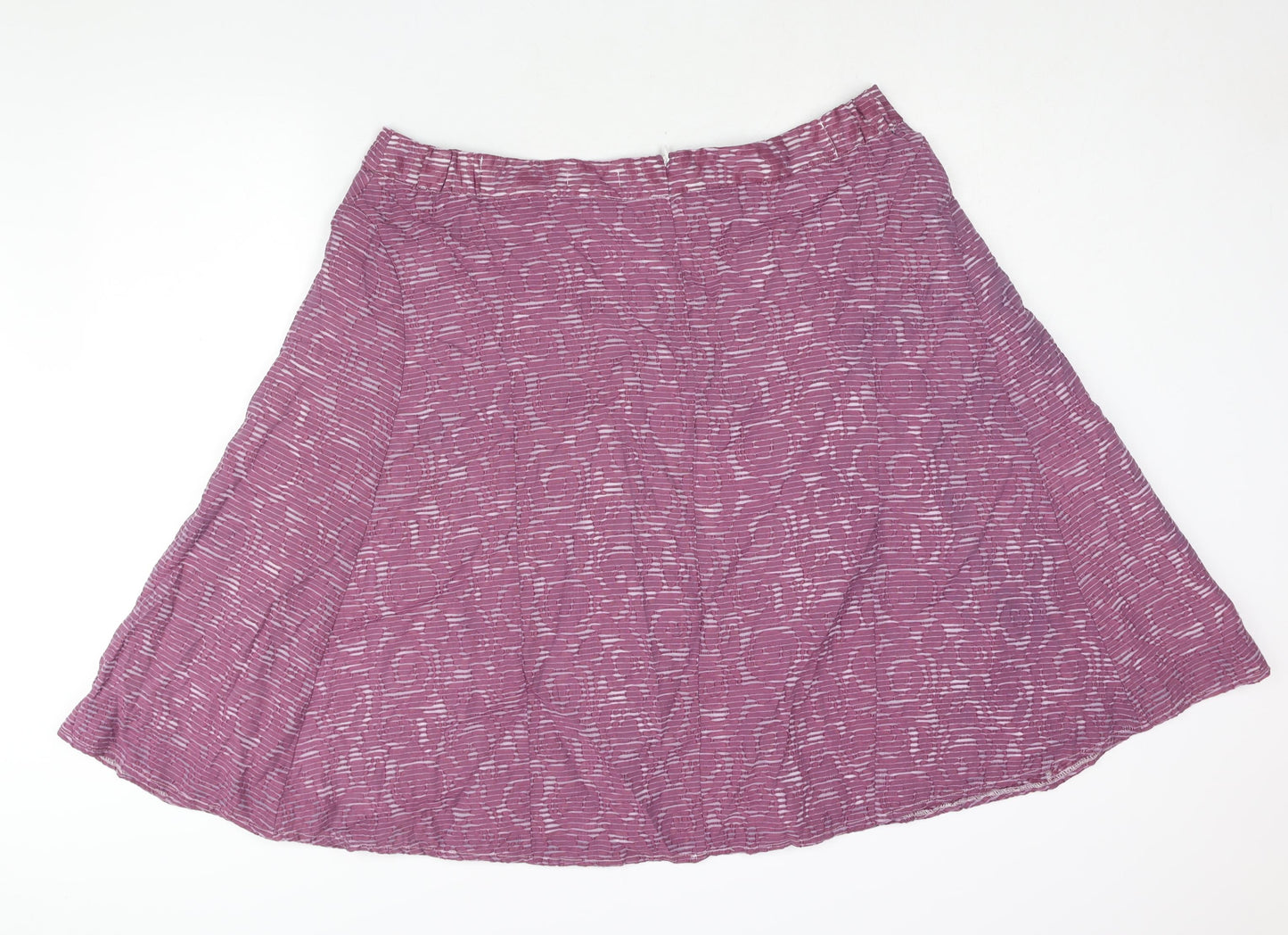 Classic Womens Purple Geometric Viscose A-Line Skirt Size 22 Zip