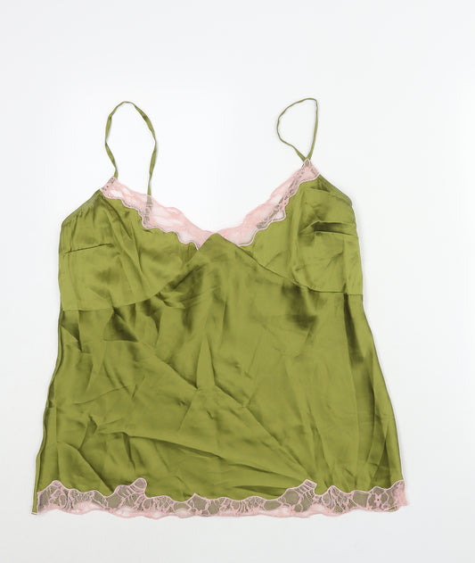 ASOS Womens Green Polyester Camisole Blouse Size 14 Sweetheart - Lace Trim